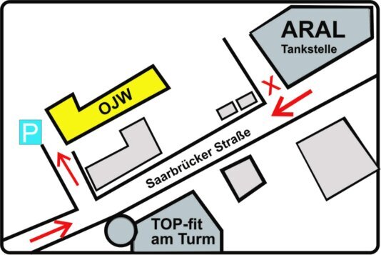 Anfahrtsskizze Anfahrtsskizze zur Offenen Jugendwerkstatt, St. Ingbert